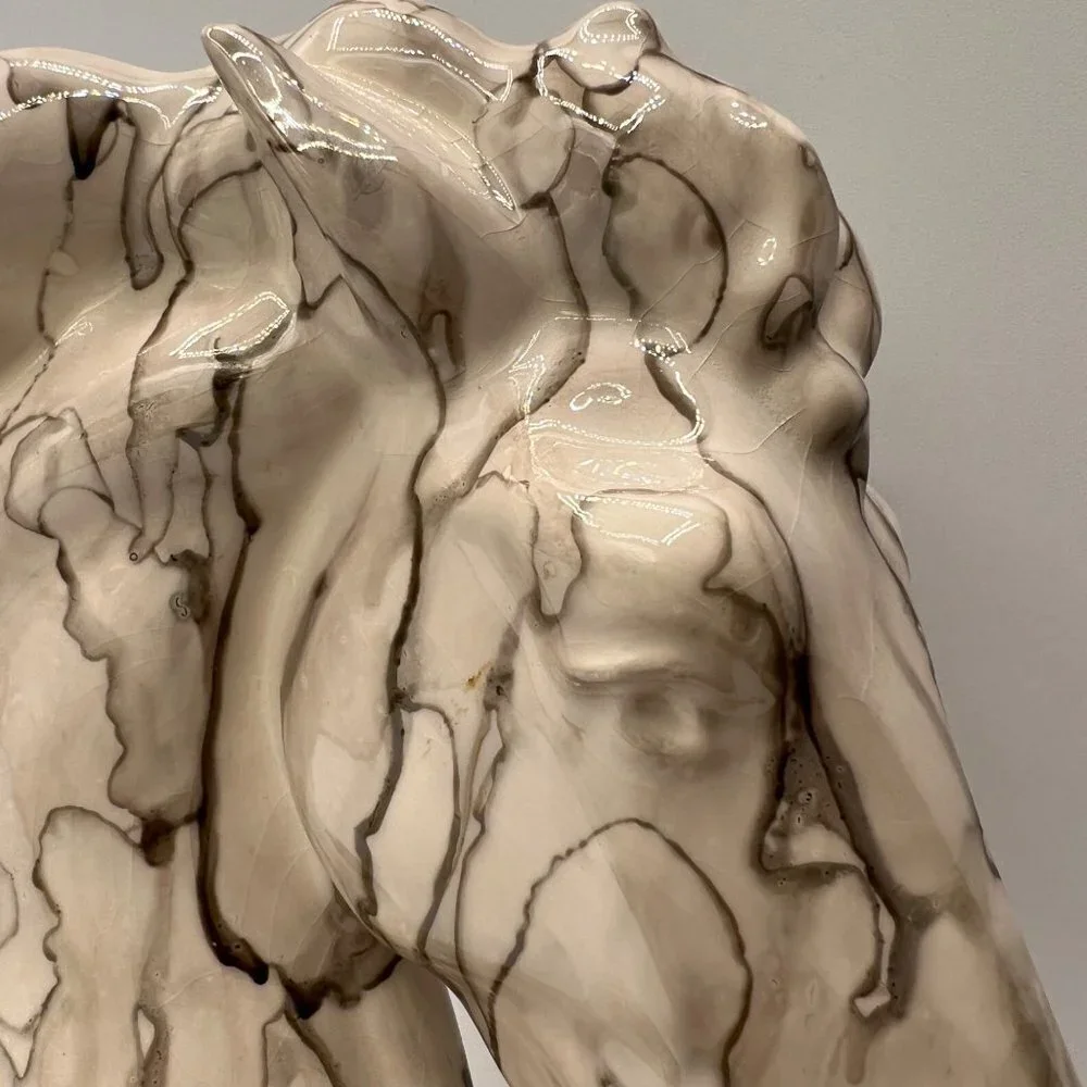 Handcrafted Homemade Hand Glazed Marble Horse Head Sculpture- Home Decor- Table - Picture 3 of 10